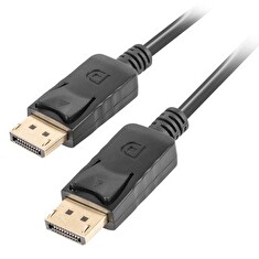 LANBERG připojovací kabel DisplayPort 1.2 M/M, 4K@60Hz, délka 1m, černý, se západkou, zlacené konektory