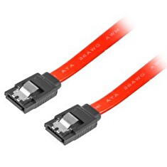 LANBERG SATA III datový kabel (6GB/S) F / F 30cm, kovová západka, červený