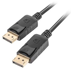 LANBERG připojovací kabel DisplayPort 1.2 M/M, 4K@60Hz, délka 0,5m, černý, se západkou, zlacené konektory