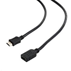 GEMBIRD CABLEXPERT Kabel HDMI-HDMI 1,8m, 1.4, M/F stíněný, zlacené kontakty, prodlužovací, černý
