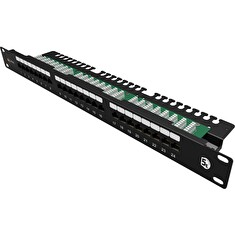 19" Patch panel Solarix 24xRJ45 CAT5E UTP vyvazovací lišta