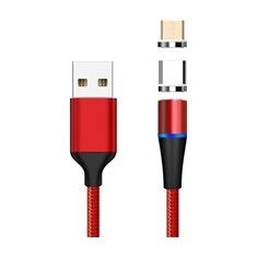 PremiumCord Magnetický micro USB a USB-C nabíjecí a datový kabel 1m, červený