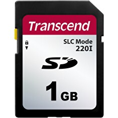 Transcend 1GB SD220I MLC průmyslová paměťová karta (SLC Mode), 22MB/s R,20MB/s W, černá