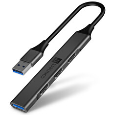 CONNECT IT USB-A hub, (1xUSB-A 3.0, 3xUSB-A 2.0), externí, ANTRACITOVÝ