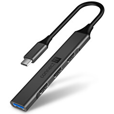 CONNECT IT USB-C hub, (1xUSB-A 3.0, 3xUSB-A 2.0), externí, ANTRACITOVÝ