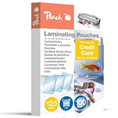PEACH laminovací folie lesklé, 100ks Credit Card, 54x86mm, 125mic, lesklé