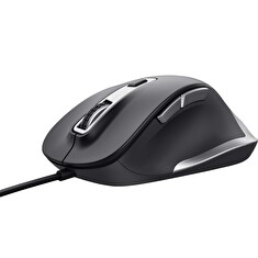 TRUST Fyda/Ergonomická/Optická/Pro praváky/5 000 DPI/Drátová USB/Černá-stříbrná