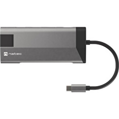 Natec multiport adaptér FOWLER PLUS HUB 8v1, USB 3.0 3X, HDMI 4K, USB-C PD, RJ45, SD, MICRO