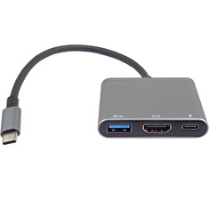 PremiumCord Adaptér USB-C na HDMI + USB3.0 + PD, rozlišení 4K a FULL HD 1080p