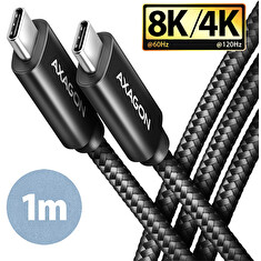 AXAGON BUCM432-CM10AB NewGEN+ kabel USB-C <-> USB-C, 1m, USB4 Gen 3×2, PD 100W 5A, 8K HD, ALU, oplet