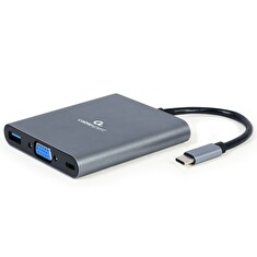 Gembird USB-C 6v1 multiport USB 3.1 + HDMI + VGA + PD + čtečka karet + stereo audio