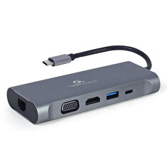 Gembird USB-C 7v1 multiport USB 3.0 + HDMI + VGA + PD + čtečka karet + stereo audio