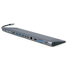 Gembird USB-C 9v1 multiport USB + HDMI + VGA + PD + čtečka karet + LAN + audio