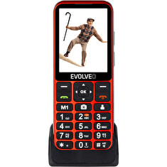 EVOLVEO EasyPhone LT, mobilní telefon pro seniory s nabíjecím stojánkem (červená barva)