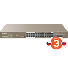 Tenda TEG1126P-24-410W PoE AT Gigabit switch 24x 1Gb/s PoE 802.3af/at + 2x SFP,PoE+ 370W, Rackmount