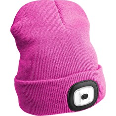 LED čelovka Sixtol Čepice s čelovkou, nabíjecí růžová