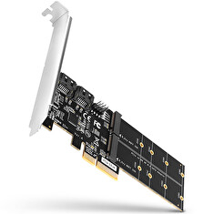 AXAGON PCES-SA4M2, PCIe řadič - 2x interní SATA 6G port + 2x SATA M.2 slot, ASM1164, SP & LP