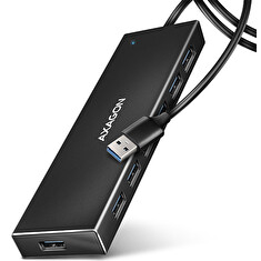 AXAGON HUE-F7A, 7x USB 3.2 Gen 1 ALU FLAT CHARGING hub, micro USB napájecí konektor, kabel USB-A 1m