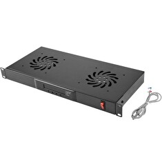 LANBERG 19" FAN UNIT / VENTILATION PANEL WITH LCD 2 FANS + THERMOSTAT 230V BLACK