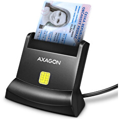 AXAGON CRE-SM4N, USB-A StandReader čtečka kontaktních karet Smart card (eObčanka), kabel 1.3m