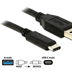 Delock Kabel SuperSpeed USB 10 Gbps (USB 3.1, Gen 2) Typ A samec > USB Type-C™ samec 0,5 m černý