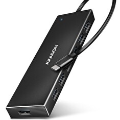 AXAGON HUE-F7C, 7x USB 3.2 Gen 1 ALU FLAT CHARGING hub, micro USB napájecí konektor, kabel USB-C 30cm