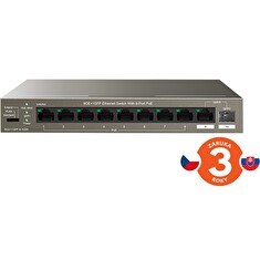 Tenda TEG1110PF-8-102W PoE AT switch 8xPoE 802.3af/at + Uplink RJ45 + SFP port, 92W, PoE+, fanless