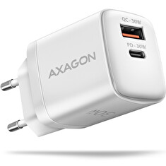 AXAGON ACU-PQ30W Sil nabíječka do sítě 30W, 2x port (USB-A + USB-C), PD3.0/PPS/QC4+/SFC/AFC/Apple