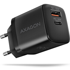 AXAGON ACU-PQ30 Sil nabíječka do sítě 30W, 2x port (USB-A + USB-C), PD3.0/PPS/QC4+/SFC/AFC/Apple