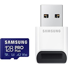 Samsung/micro SDXC/128GB/180MBps/USB 3.0/USB-A/Class 10/+ Adaptér/Modrá