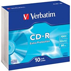 VERBATIM CD-R 700MB, 52x, slim case 10 ks