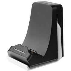 Dokovací stanice FIXED pro ovladač DualSense PlayStation 5 s hákem pro sluchátka, závěsná, černo-bílá