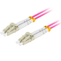 LANBERG optický patch cord MM LC/UPC-LC/UPC duplex 1m LSZH OM4 50/125 průměr 3mm, barva magenta