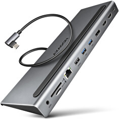 AXAGON HMC-4KX3 USB 5Gbps hub, 3x USB-A, 2x HDMI, DP, RJ-45, SD/microSD, audio, PD 100W, kabel 40cm