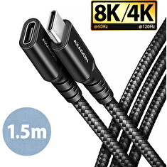 AXAGON BUCM32-CF15AB prodlužovací kabel USB-C (M) <-> USB-C (F), 1.5m, USB 20Gbps, PD 240W ALU oplet