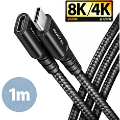 AXAGON BUCM32-CF10AB prodlužovací kabel USB-C (M) <-> USB-C (F), 1m, USB 20Gbps, PD 240W, ALU, oplet