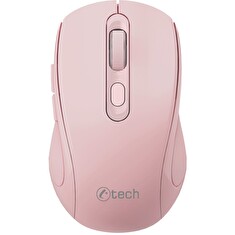 C-TECH myš WLM-12 Dual mode, bezdrátová, BT5.0 + 2,4GHz, 1600DPI, 6 tlačítek, USB nano receiver, růžová