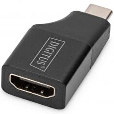 DIGITUS Adaptér USB-Type-C, USB-C na HDMI typu A, 4K@ 30HZ 4K@ 30Hz, hliník - pouzdro, černá