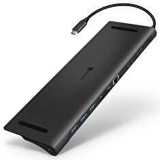 CONNECT IT USB-C dokovací stanice, 11v1 ,2xHDMI,RJ45, 3x USB,3,5mm, čtečka karet, externí, ANTRACITOVÝ