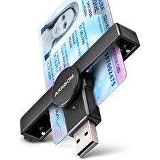 AXAGON CRE-SMPA Skládací kapesní USB-A čtečka kontaktních Smart karet. Vhodná pro aplikaci eObčanka.