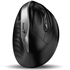 Genius Ergo 8250S/Vertikální/Optická/Pro praváky/1 600 DPI/Bezdrátová USB/Černá-stříbrná