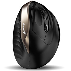 Genius Ergo 8250S/Vertikální/Optická/Pro praváky/1 600 DPI/Bezdrátová USB/Černá-zlatá