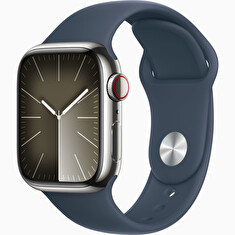 Apple Watch S9 Cell/45mm/Silver/Sport Band/Storm Blue/-M/L