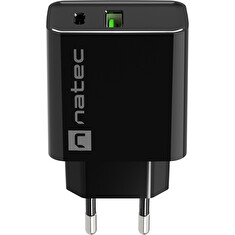 Universální nabíječka Natec RIBERA 20W 1X USB-A + 1X USB-C, černá