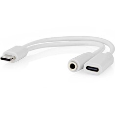 Nedis CCGB64922WT01 - USB-C Adaptér| | USB-C™ Zástrčka | USB-C™ Zásuvka / 3,5 mm Zásuvka | 0.10 m | Kulatý | Poniklované