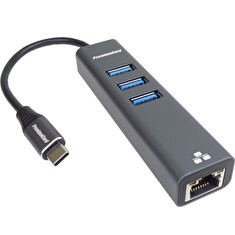 PremiumCord Adapter USB-C na Gigabit 10/100/1000Mbps + 3x USB3.0 konektor