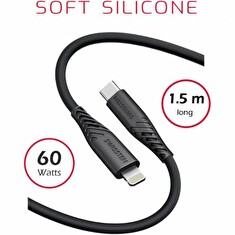 SWISSTEN DATOVÝ KABEL SOFT SILICONE USB-C / USB-C 1,5 M 60W ČERNÝ