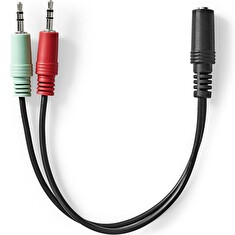 Nedis CAGB22160BK02- Stereo Audio Kabel | 3,5mm Zásuvka -2x 3,5mm Zástrčka | 0.12 m | Kulatý | Černá