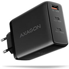 AXAGON ACU-DPQ100, GaN nabíječka do sítě 100W, 3x port (USB-A + dual USB-C), PD3.0/PPS/QC4+/Apple