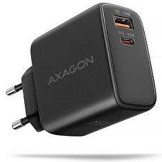 AXAGON ACU-PQ45 GaN nabíječka do sítě 45W, 2x port (USB-A + USB-C), PD3.0/PPS/QC4+/SFC 2.0/AFC/Apple